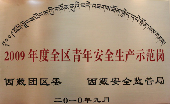 2009年度全區青年安全生產(chǎn)示范崗